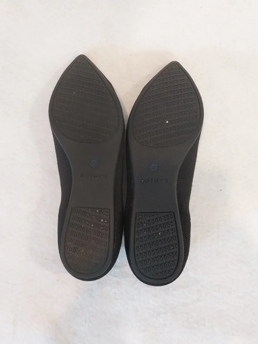 Rothy's Shoes Womens 8.5 Black The Point Slip On Knit Flats Comfort Walking